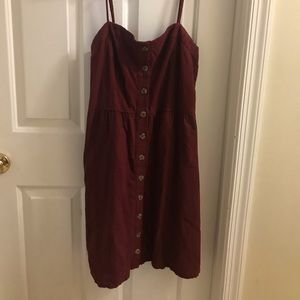 Maroon corduroy tank top dress | size m